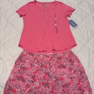 Jockey Pink Short Sleeve Top and Oants Pajama Set